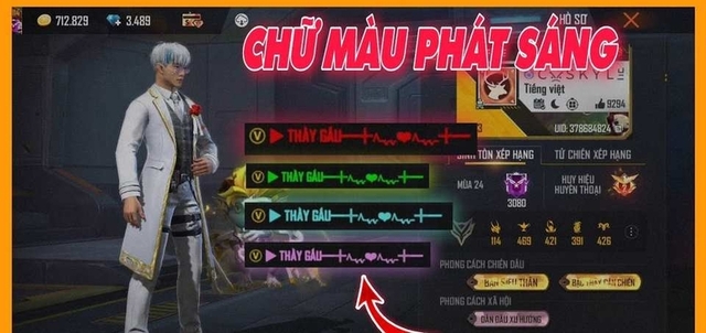 Hướng dẫn các tạo chữ màu phát sáng trong Free Fire